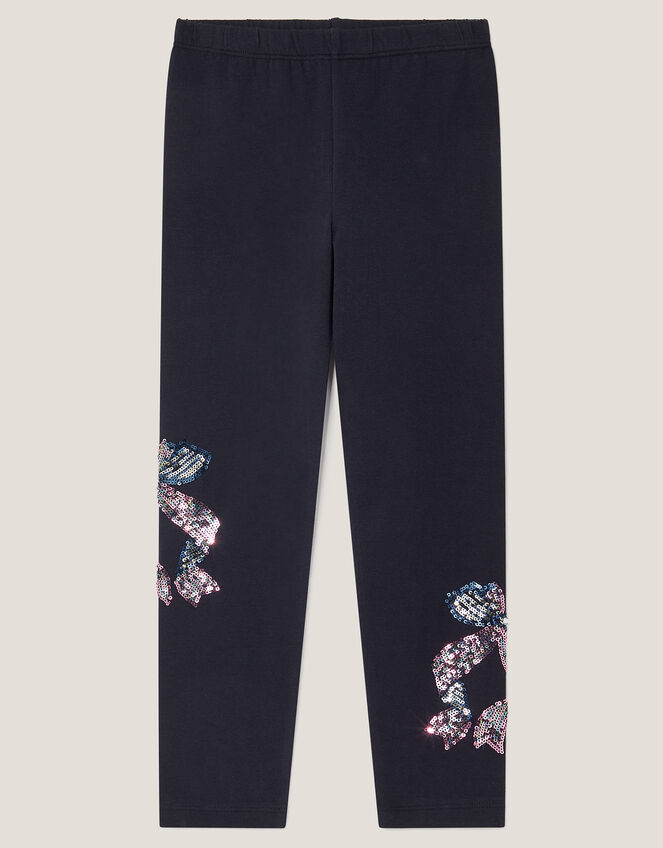 Sequin Bow Leggings, Blue (NAVY), large