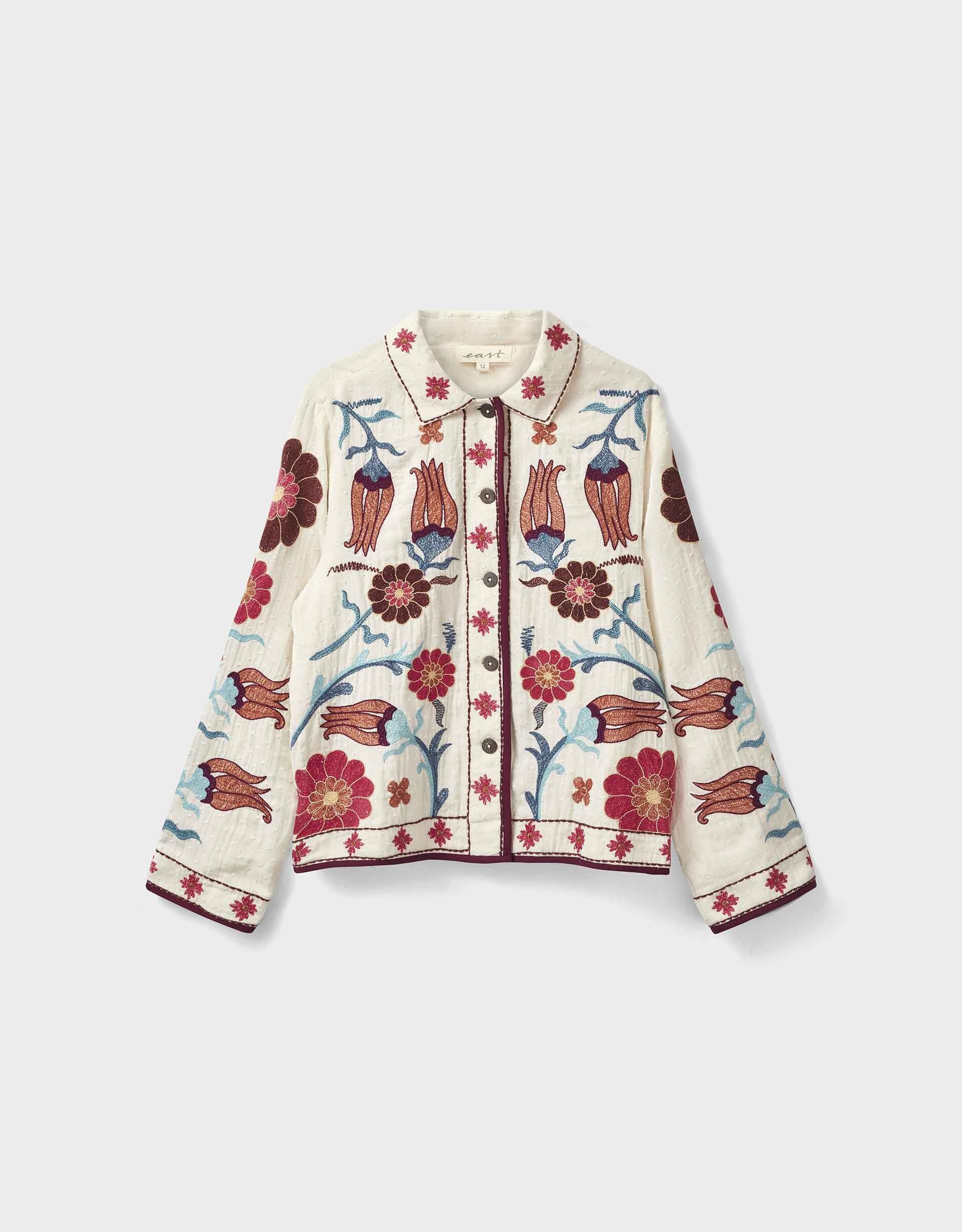 East Odeline Embroidered Dobby Jacket Ivory