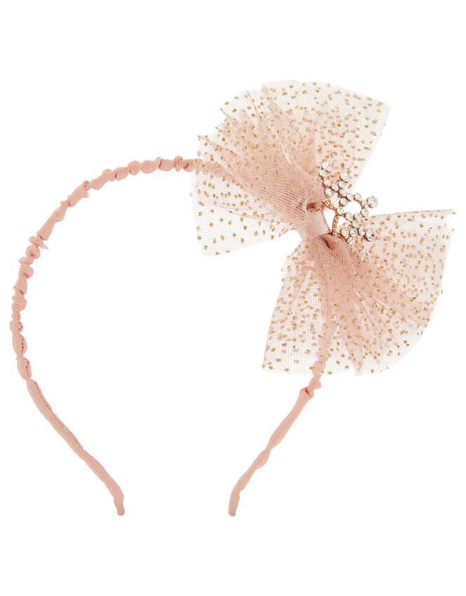 Abby Glitter Bow Headband, , large