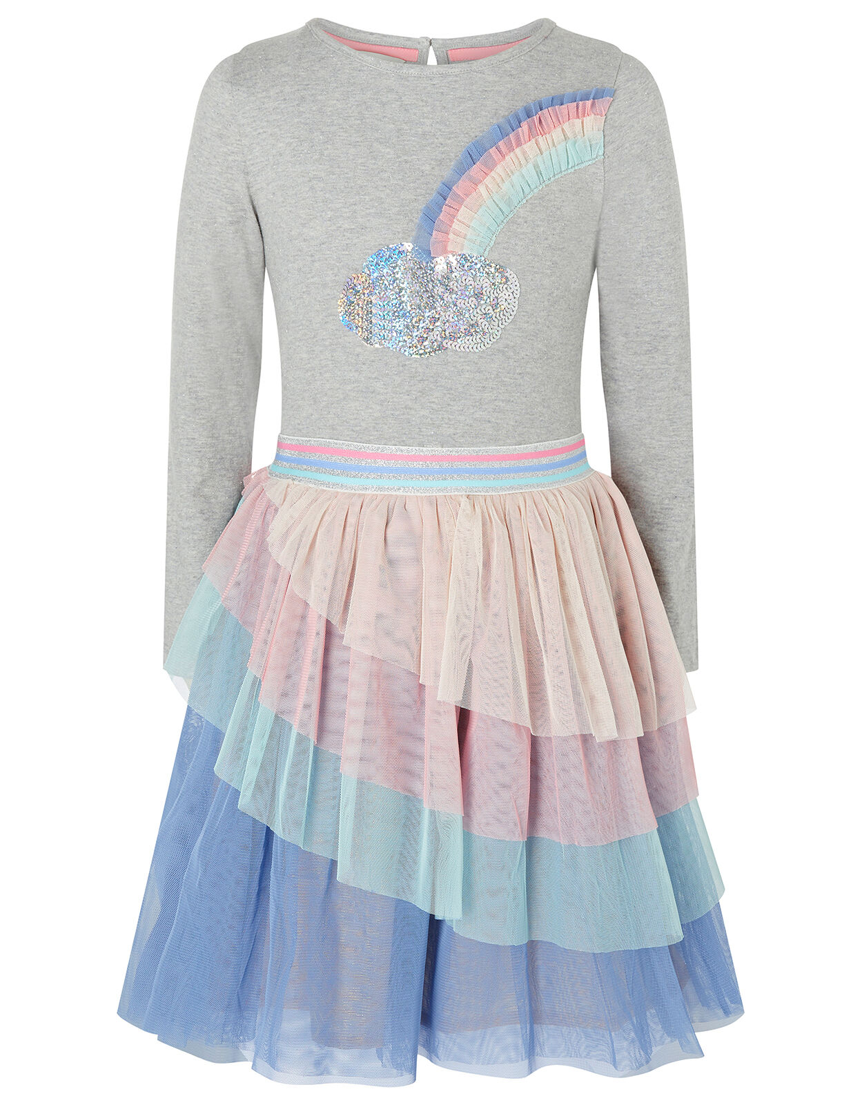 Rainbow Sequin Long Sleeve Disco Dress Grey Girls Dresses Monsoon Global