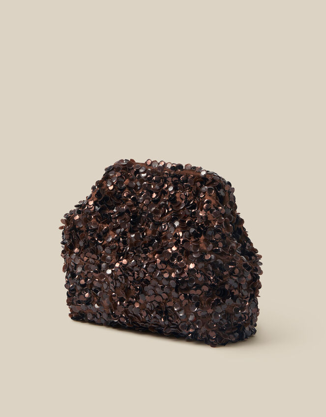 Kira Sequin Clutch Bag, Brown (CHOCOLATE), large