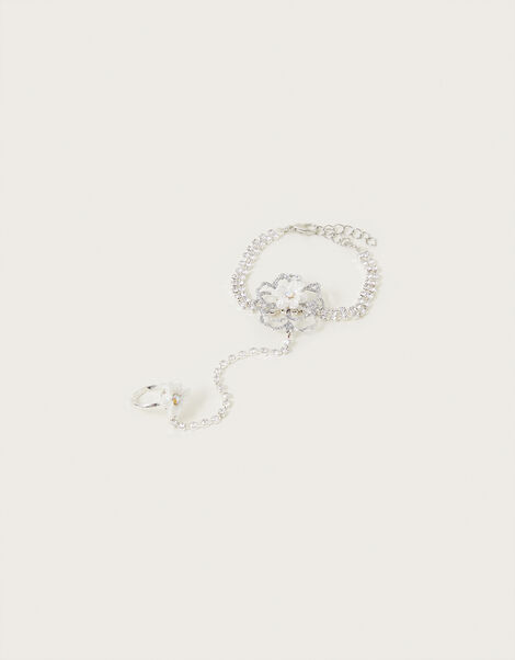 Diamante Flower Linked Bracelet and Ring Set, , large