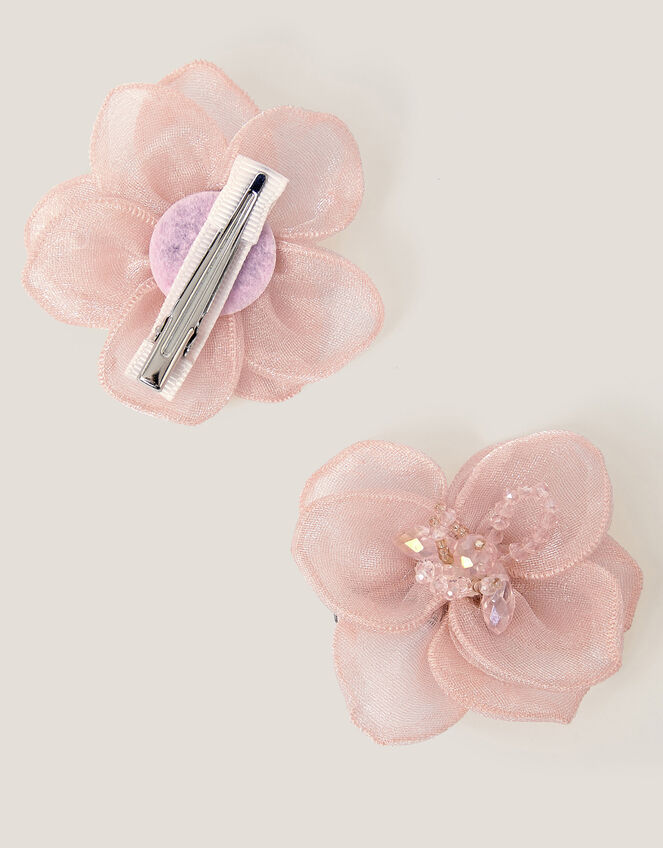 2-Pack Flower Bead Hair Clips, Pink (PALE PINK), large