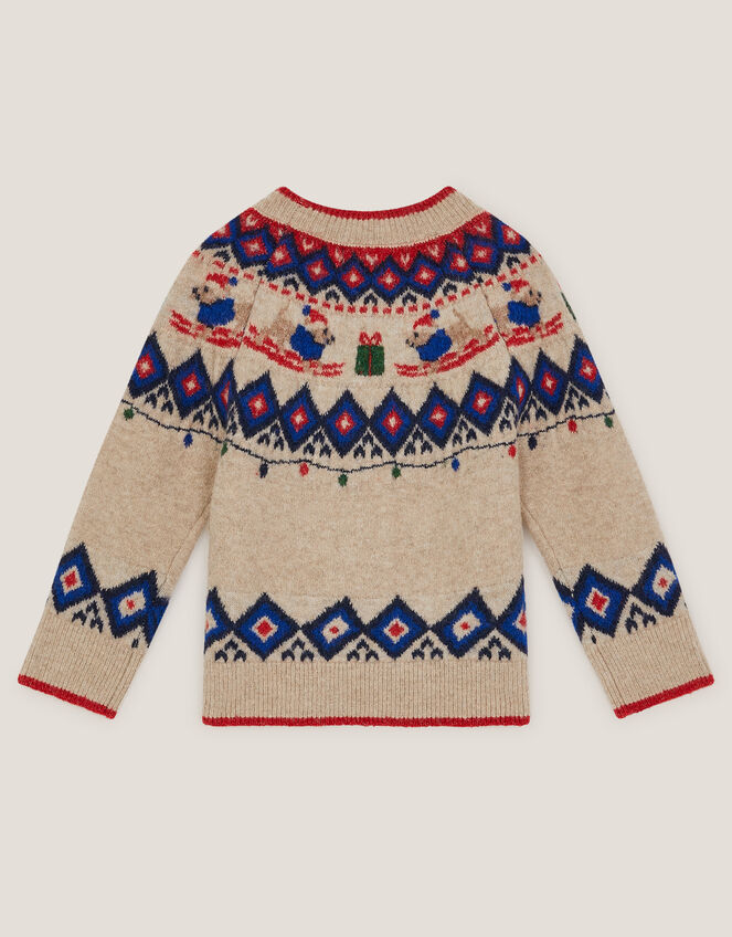 Christmas Snow Dog Fair Isle Jumper, Cream (CREAM), large