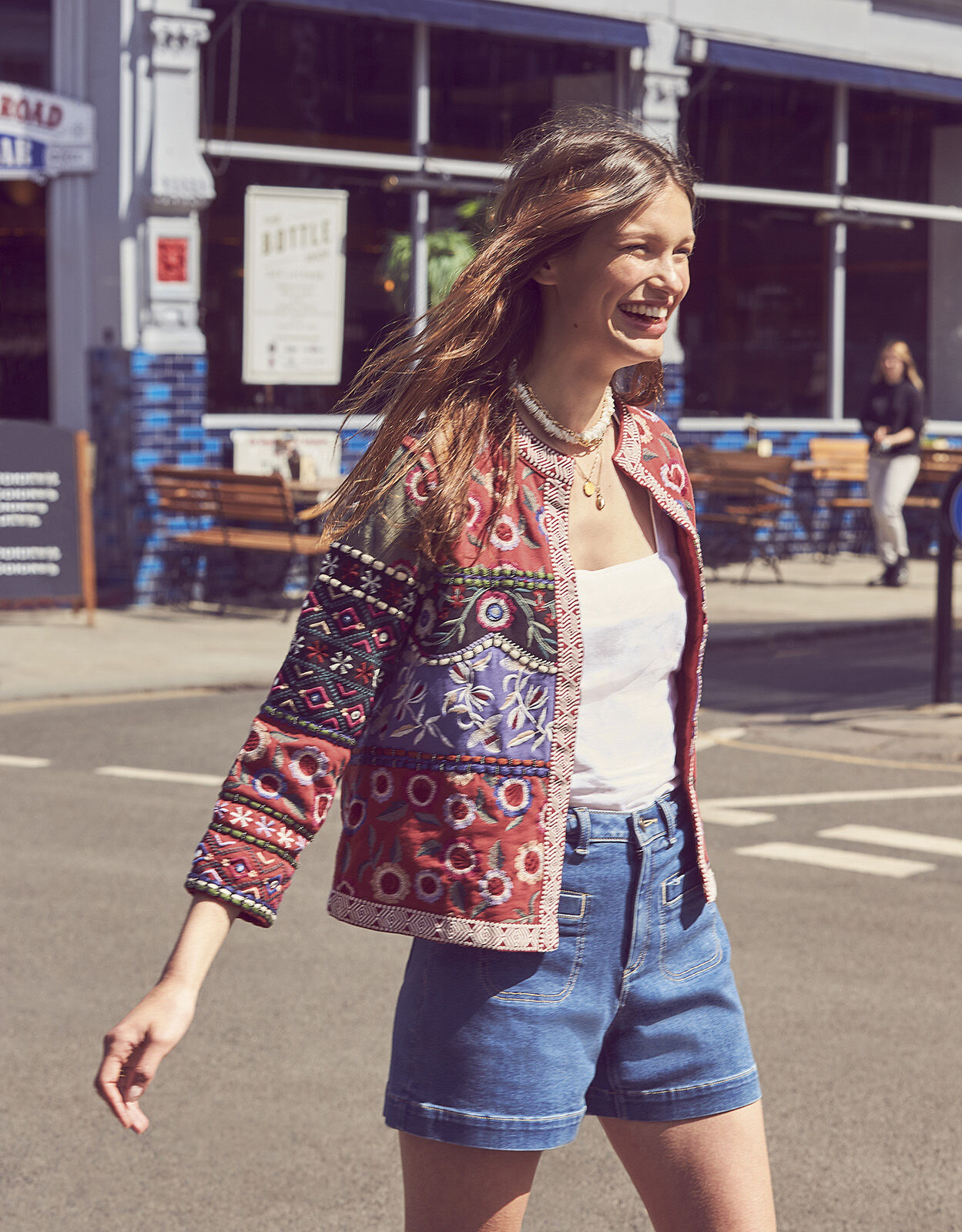 Lucille Denim Shorts with Recycled Fabric Blue Trousers