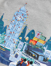 London Graphic Christmas Sweatshirt, Grey (GREY), large