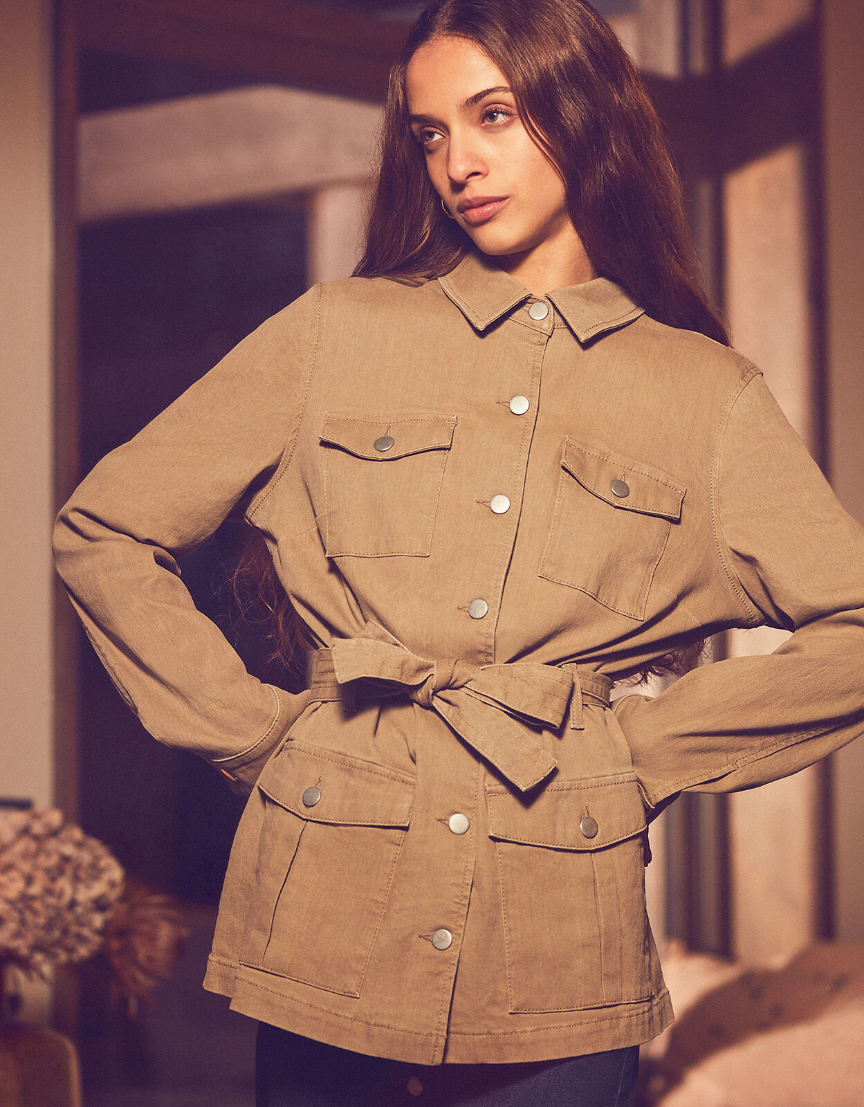Clarissa Clay Dye Belted Jacket Green