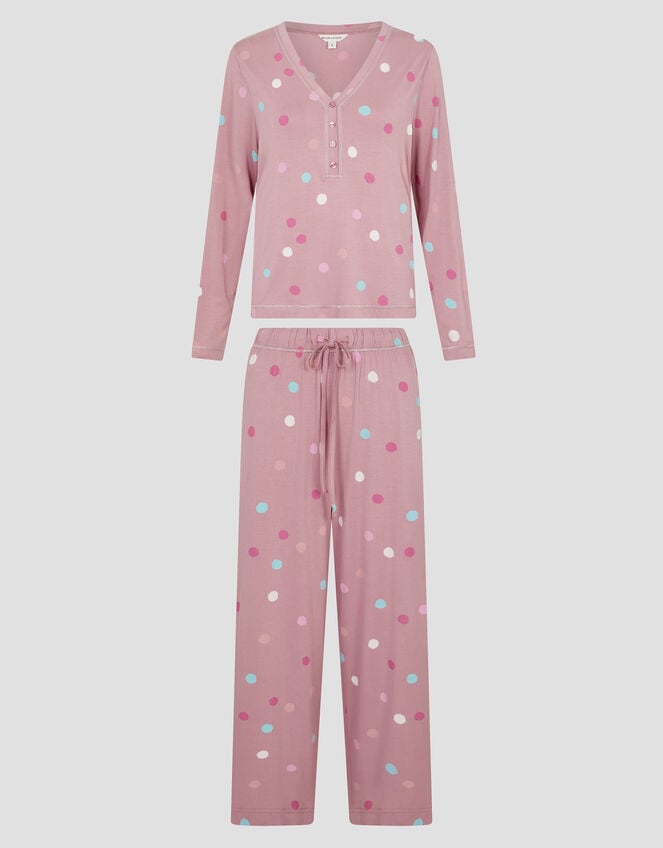 Sabrina Spot Long Pyjamas Set, Pink (BLUSH), large
