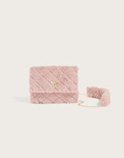 Fluffy Quilted Muffler Satchel Bag, , large
