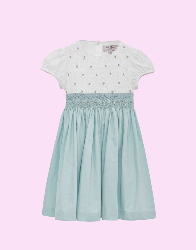 Trotters Rose Hand Smocked Dress, Blue (BLUE), large