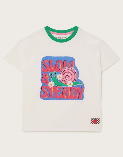Slow and Steady Oversized T-Shirt, White (WHITE), large