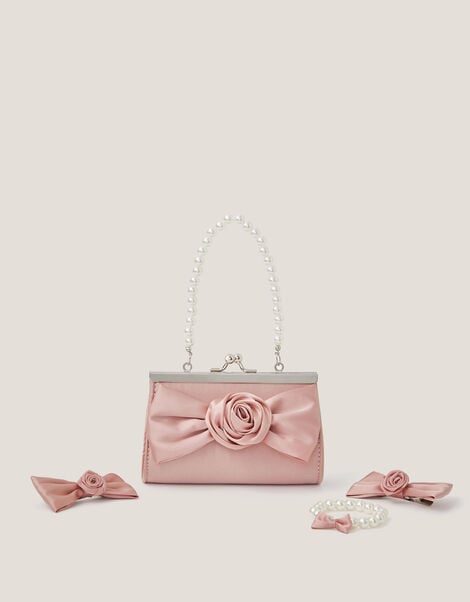 Bridesmaid Rosette Bag & Accessories Set, Pink (PALE PINK), large
