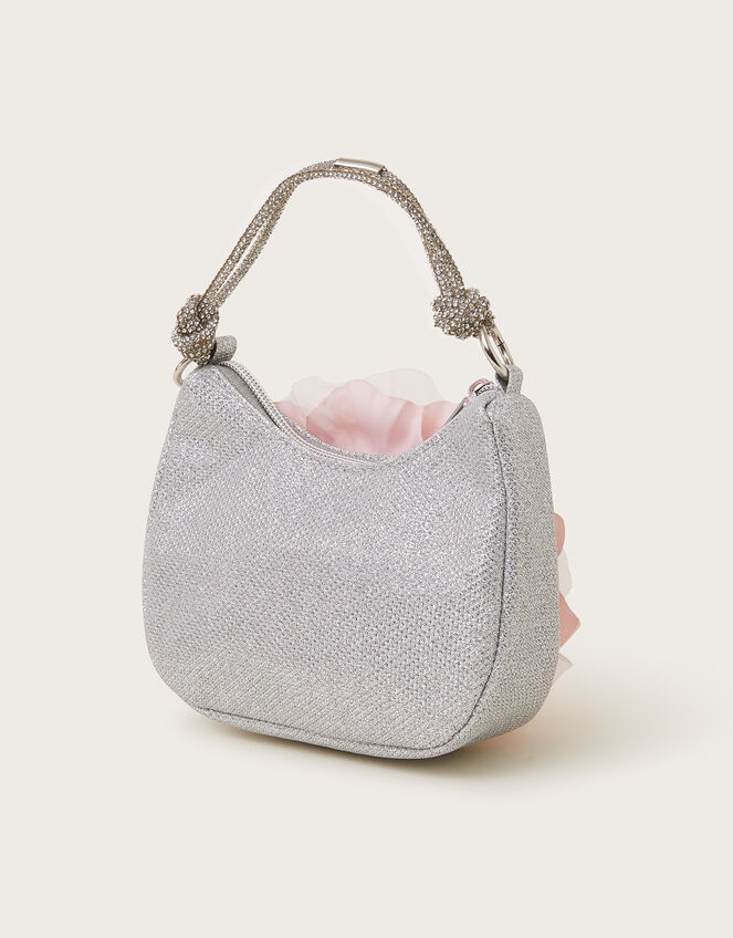 Oversized Flower Scoop Bag, Silver (SILVER), large