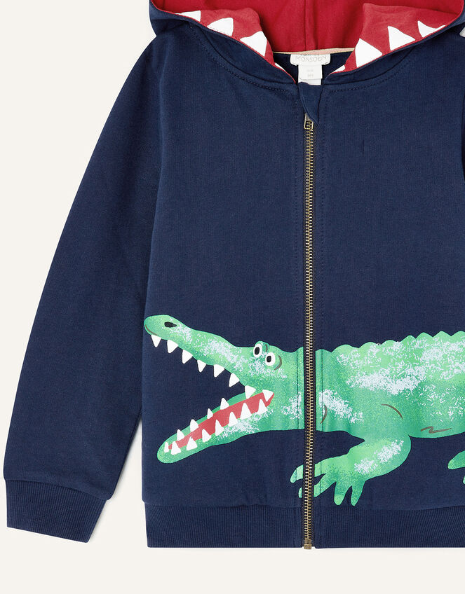 Crocodile 3D Spike Zip Hoodie, Blue (NAVY), large