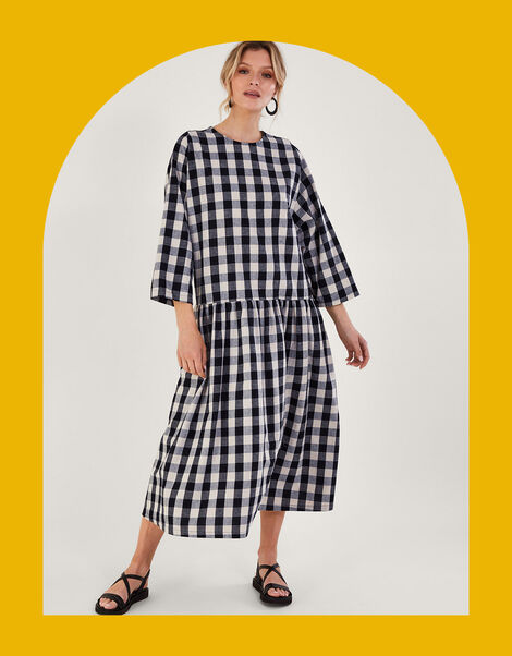 April Meets October Sister Gingham Dress, Black (BLACK), large