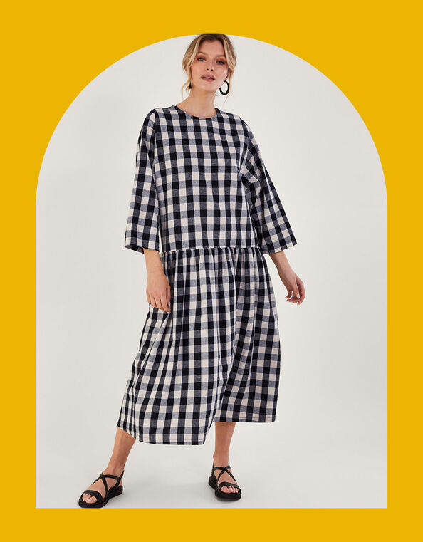 April Meets October Sister Gingham Dress, Black (BLACK), large