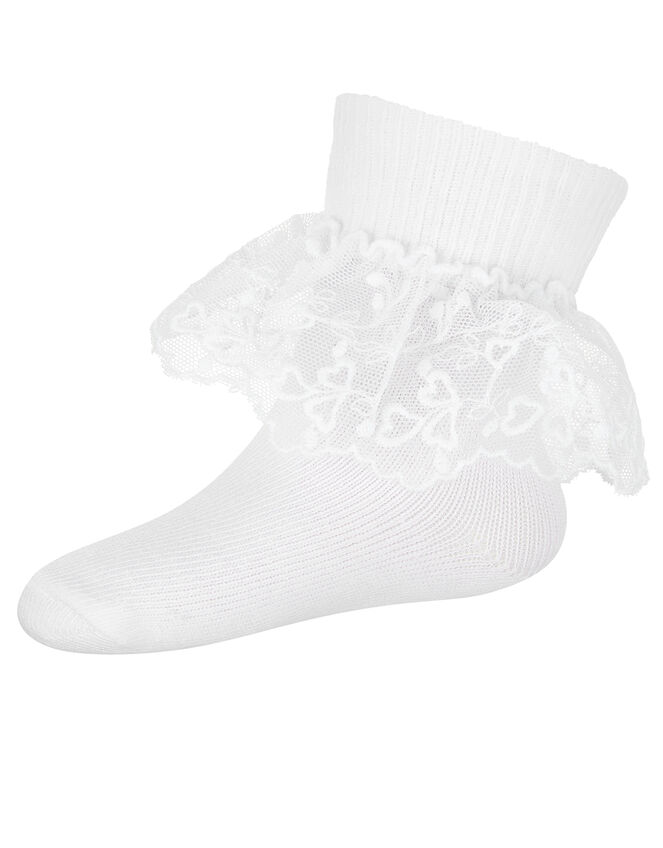 Baby Melissa Heart Lace Sock, White (WHITE), large