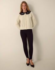 Monsoon x Queens of Archive Coco Sequin Collar Cardigan​, Ivory (IVORY), large