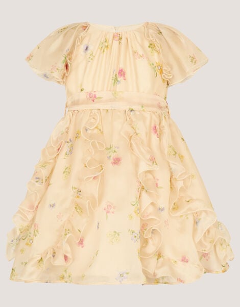 Baby Ditsy Floral Ruffle Party Dress, Yellow (LEMON), large