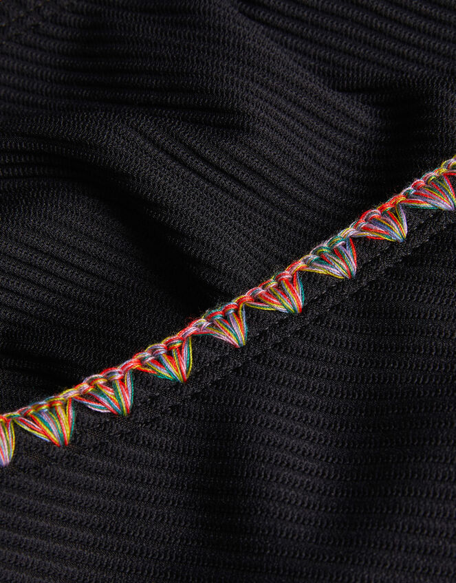 Rainbow Stitch Ribbed Bikini Set, Black (BLACK), large