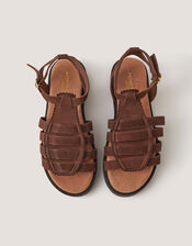 Gigi Suede Gladiator Sandals, Brown (CHOCOLATE), large