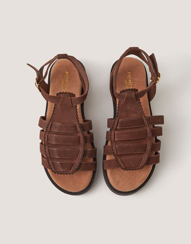 Gigi Suede Gladiator Sandals, Brown (CHOCOLATE), large