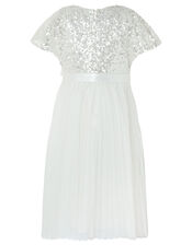 Truth Cape Sleeve Sequin Dress, Ivory (IVORY), large