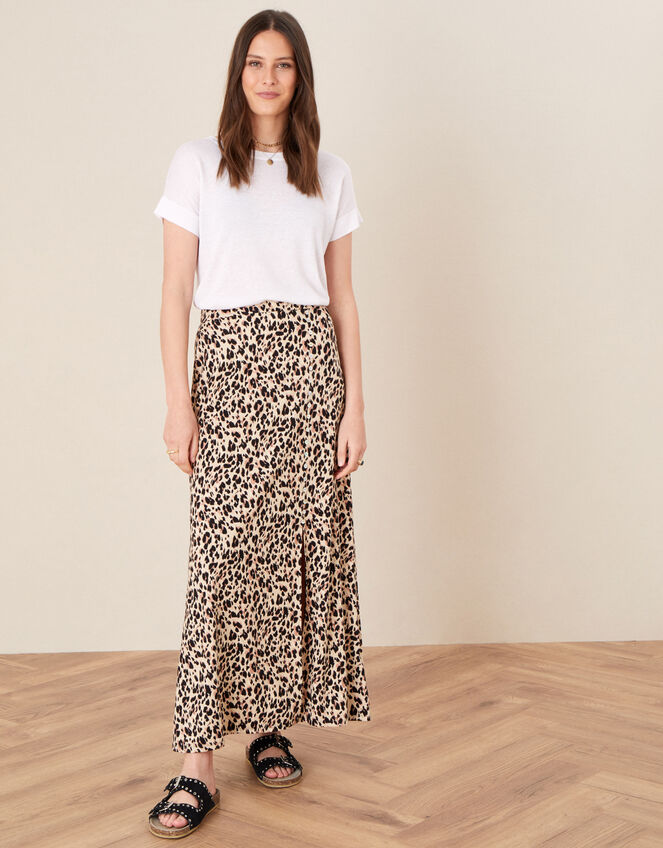 Vikky Animal Print Maxi Skirt, Camel (BEIGE), large