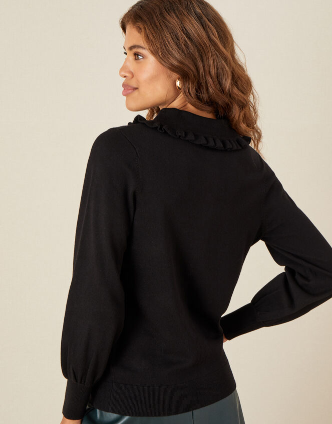 Collared Button Cardigan , Black (BLACK), large