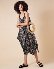 Foil and Paisley Print Dress in LENZING™ ECOVERO™, Black (BLACK), large