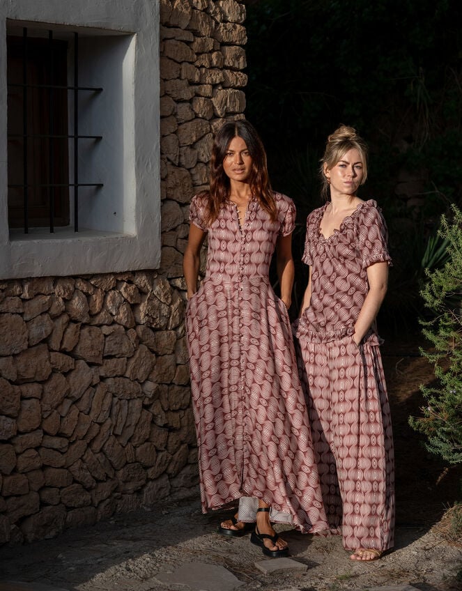 Lyrical Sisters Hourglass Print Trousers, Brown (BROWN), large