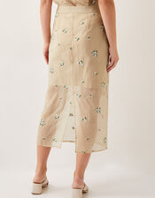 Sacha Embroidered Midi Skirt, Gold (GOLD), large
