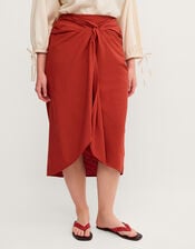 Callie Thorpe x Monsoon&nbsp;Linen Blend Sarong Skirt, Orange (RUST), large