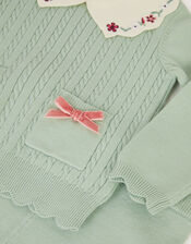 Baby Cable Knit Jumper & Joggers Set, Green (GREEN), large