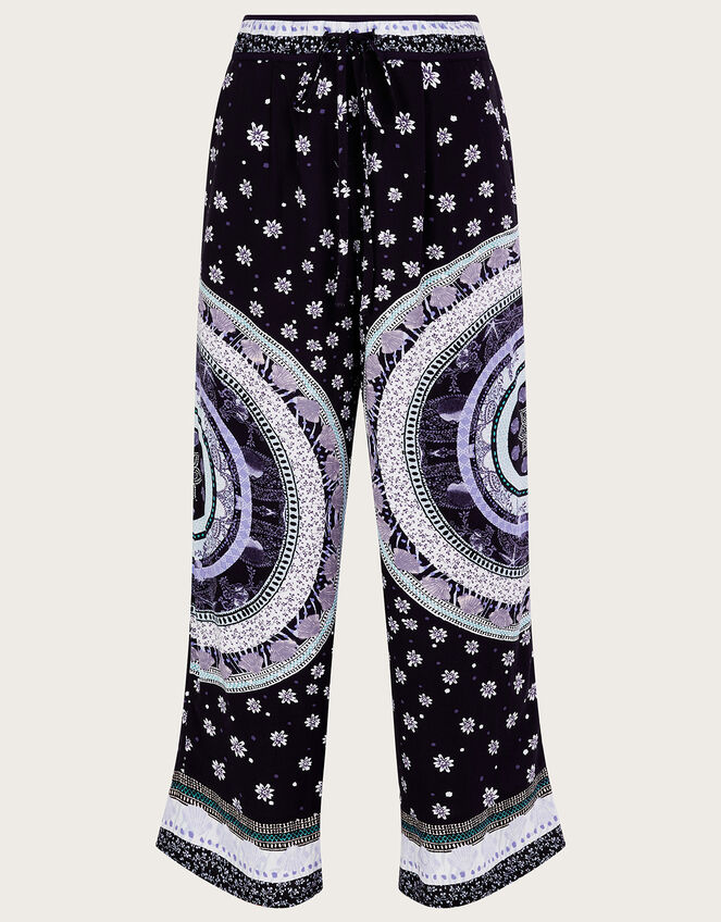 Circle Print Trousers in LENZING™ ECOVERO™, Blue (NAVY), large