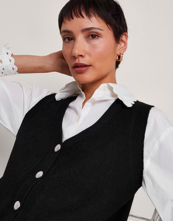 Bri Knit Sweater Vest, Black (BLACK), large