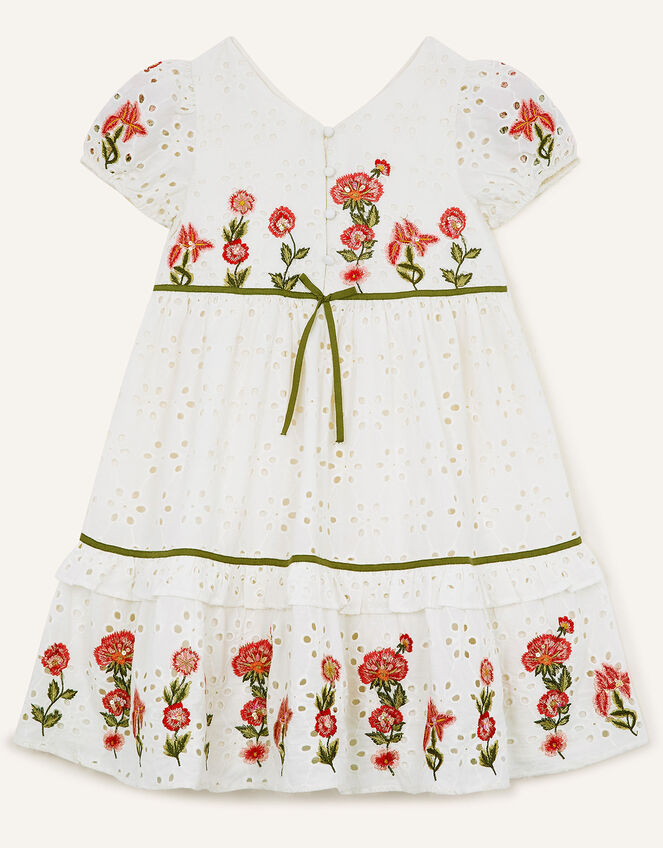 Boutique Schiffli Embroidered Dress in Sustainable Cotton, Ivory (IVORY), large