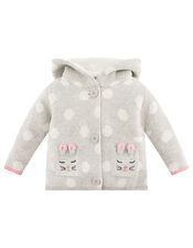 Newborn Baby Bunny Spot Cardigan, Grey (GREY), large