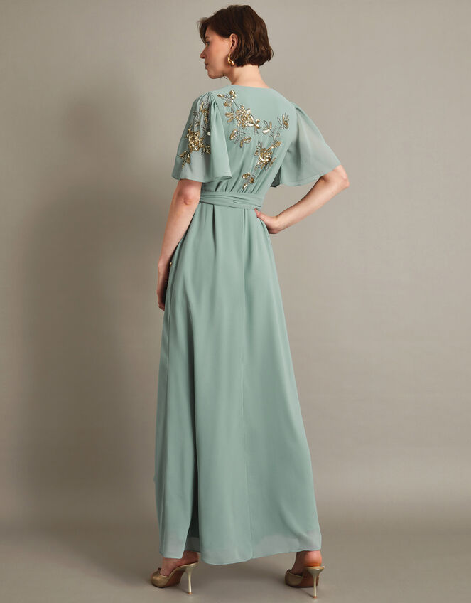 Sarah Embellished Wrap Dress , Green (SAGE), large