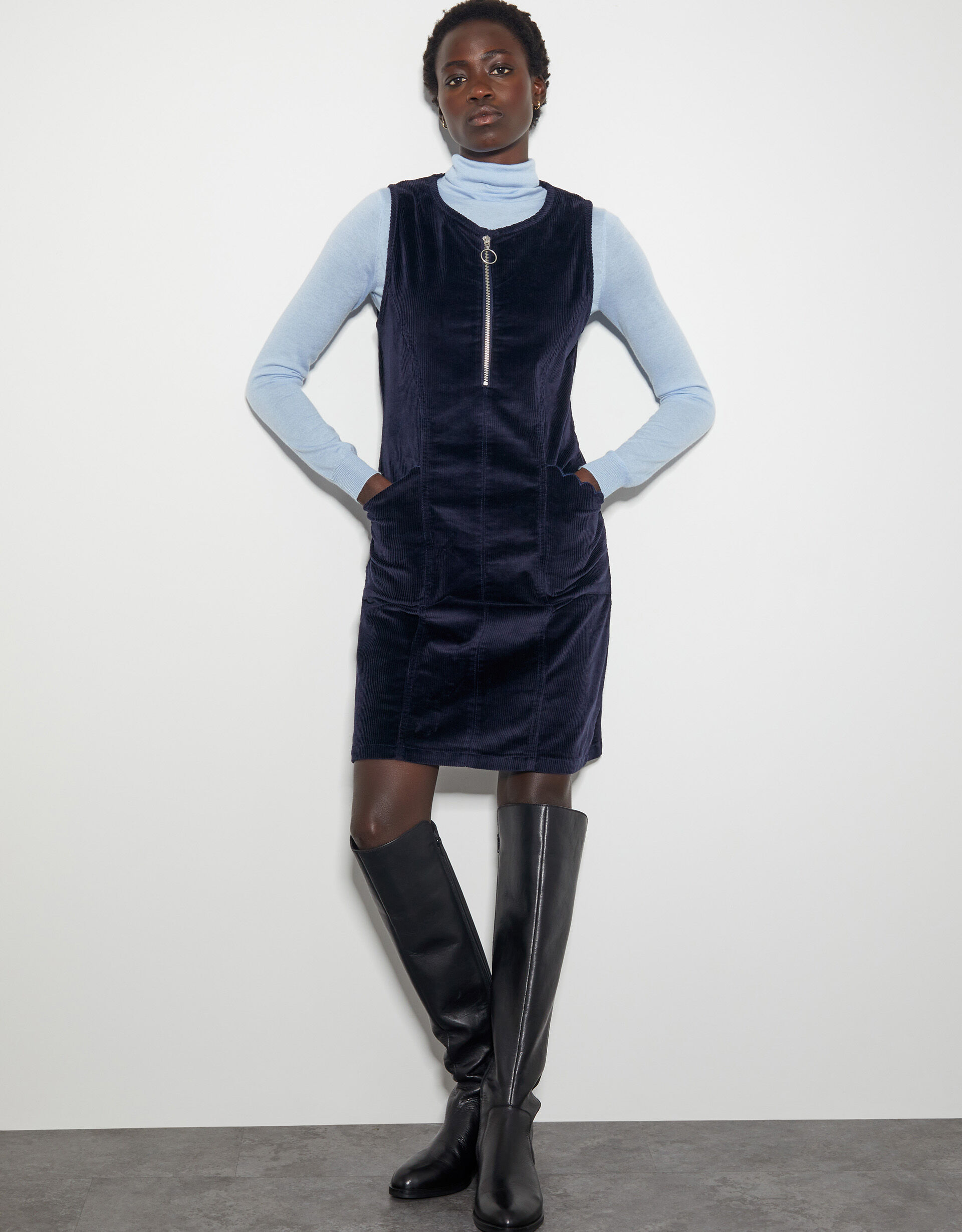 Soha Corduroy Pinafore Dress Blue | Day Dresses | Monsoon US.