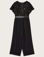 Deco Cape Sleeve Jumpsuit, Black (BLACK), large