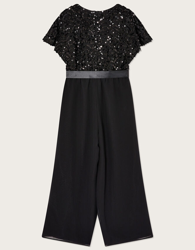 Deco Cape Sleeve Jumpsuit, Black (BLACK), large
