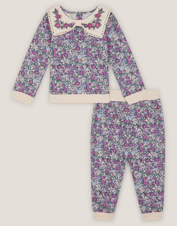 Baby Floral Sweatshirt & Sweatpants Set, Purple (PURPLE), large