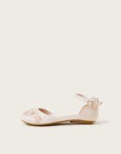Embellished Floral Two-Part Ballet Flats, Pink (PINK), large