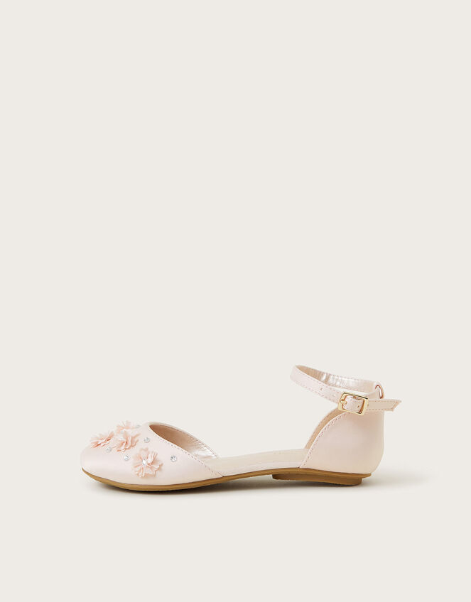 Embellished Floral Two-Part Ballet Flats, Pink (PINK), large