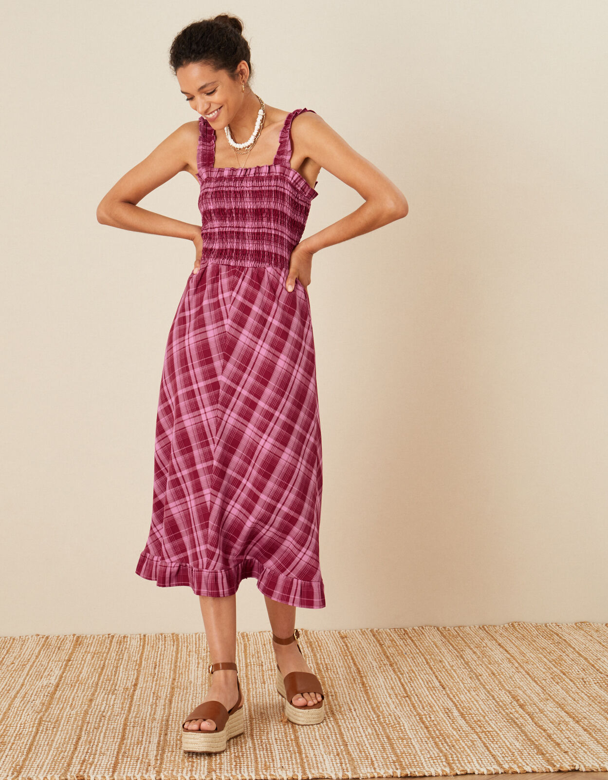 Ganni red sales check dress