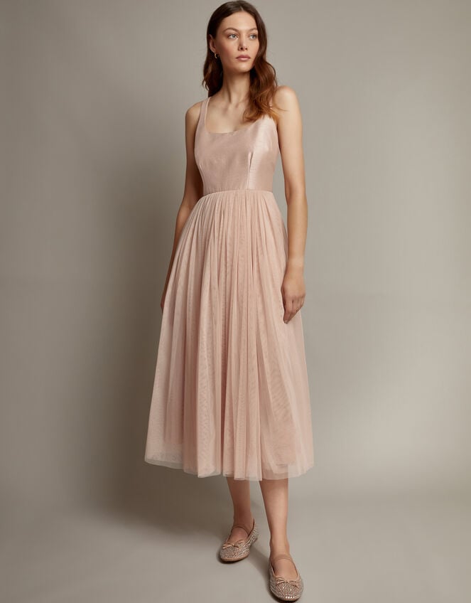 Alice Sleeveless Tulle Midi Dress, Pink (BLUSH), large