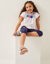 3D Flower Embroidered Top and Leggings Set, Ivory (IVORY), large