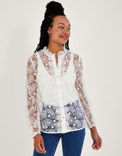 Kate Paisley Lace Blouse, Ivory (IVORY), large