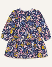 Baby Woodland Print Jersey Dress , Blue (NAVY), large